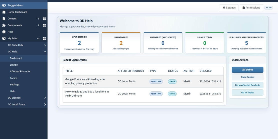 octi Help - Dashboard