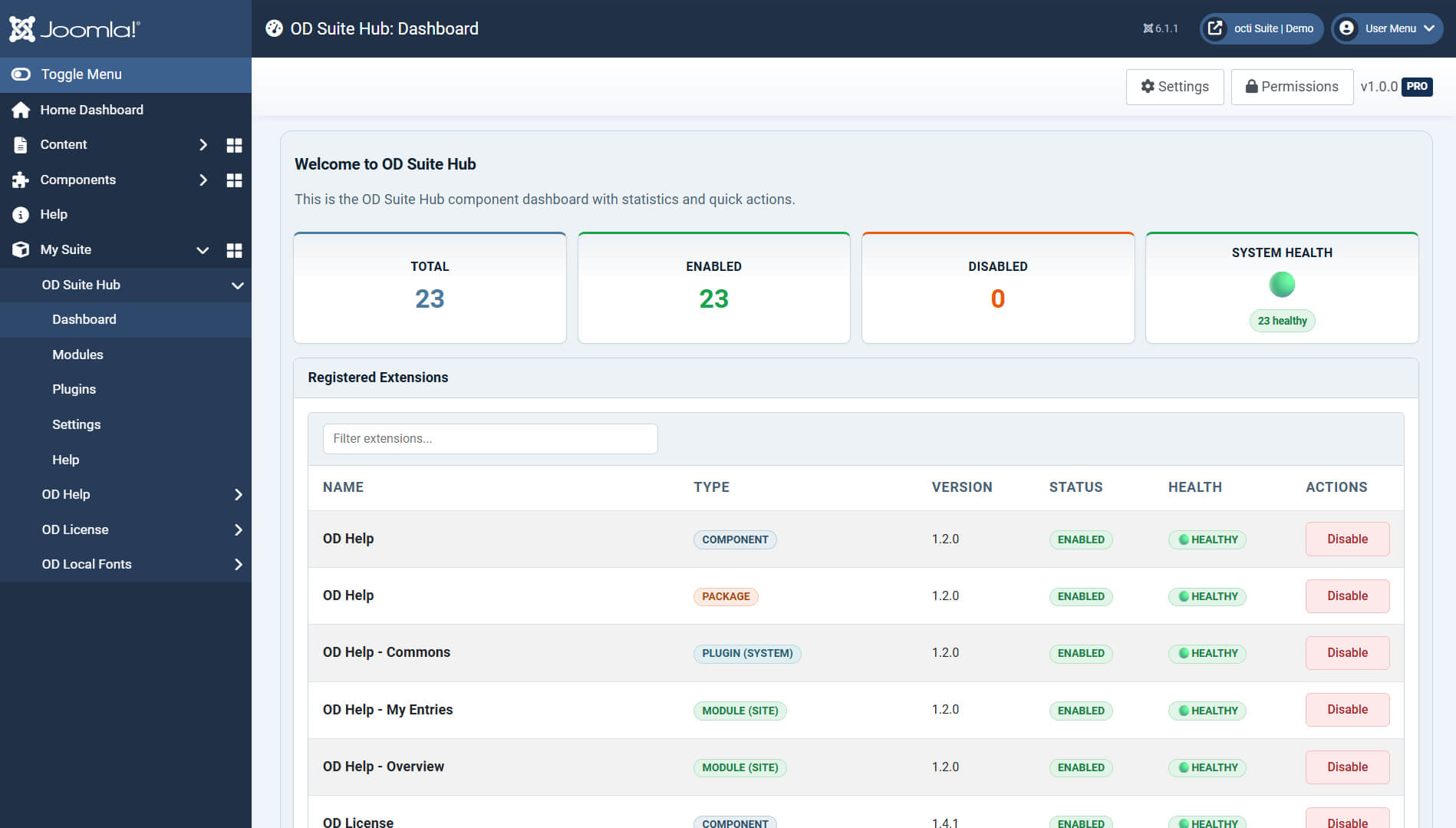 OD Suite Hub - Dashboard