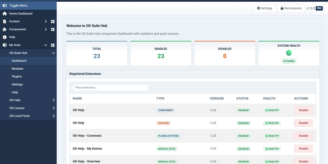 OD Suite Hub - Dashboard