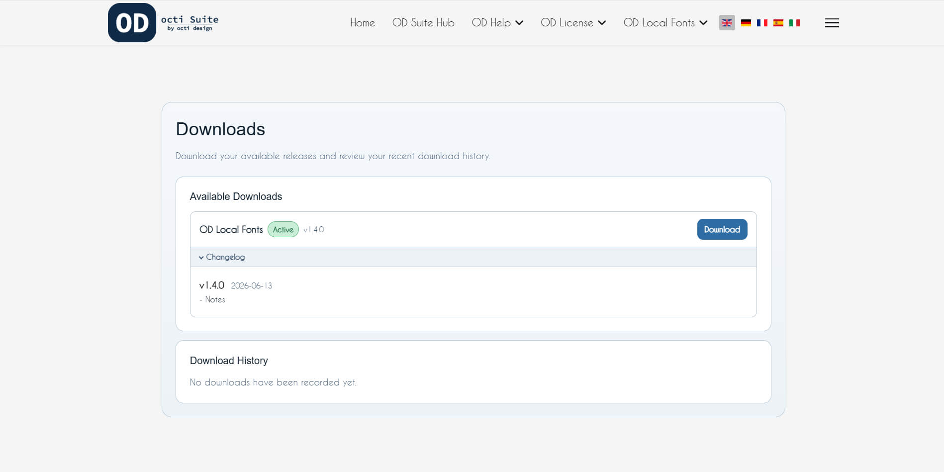 OD License - Downloads